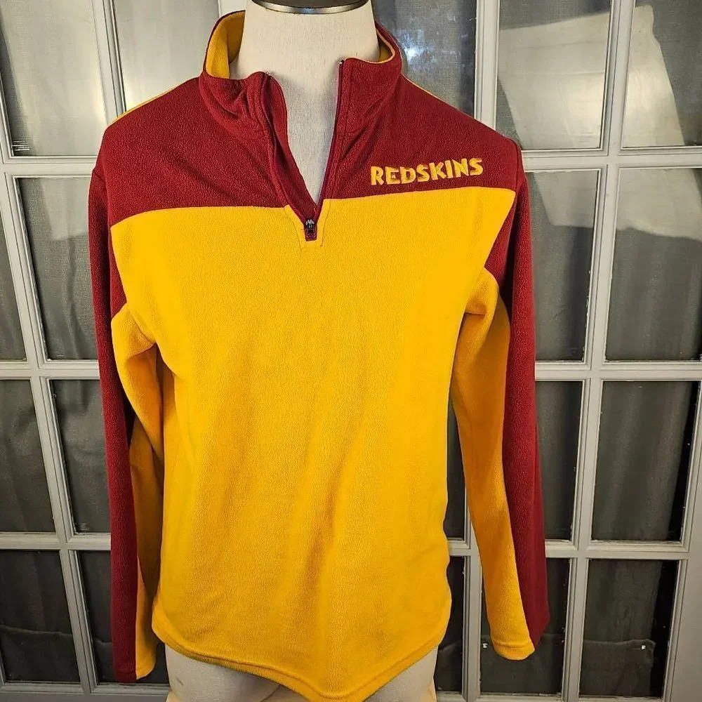 NFL Team Apparel Mens Washington Redskins 1/4 Zip Fleece Pullover Sweater Medium